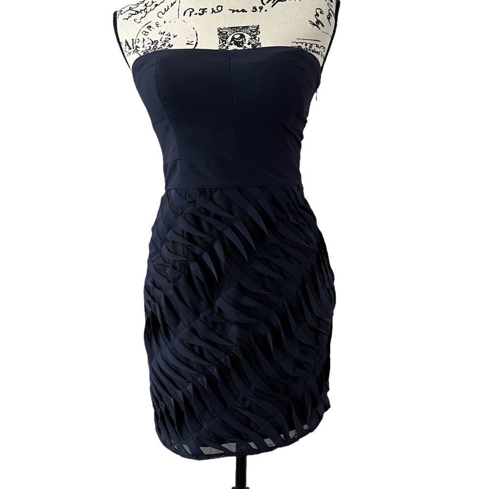 Aqua navy blue black strapless mini dress small